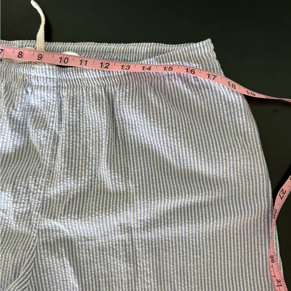 Magill LA Men's Blue and White Striped Seersucker Swim Volley Shorts - Picture 4 of 6